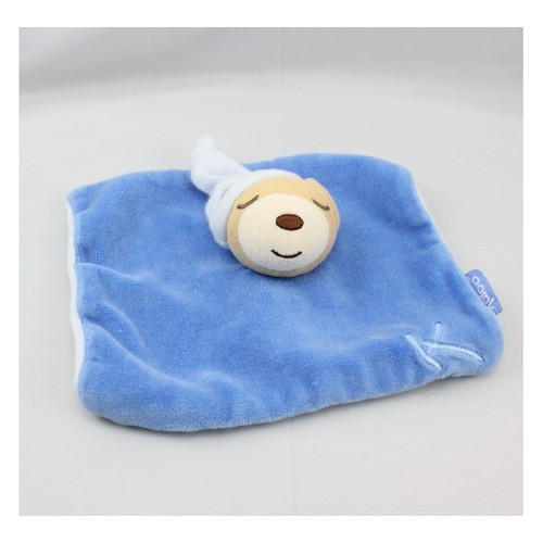 Doudou plat ours endormi - doudou, bleu