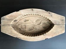 MOULE A BEURRE ANCIEN EN BOIS DECORS FLEURS ART POPULAIRE