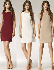 Robe Femme Courte Crayon Chic et Sexy NIFE S37 Beige Ecru Bordeaux Sans manches