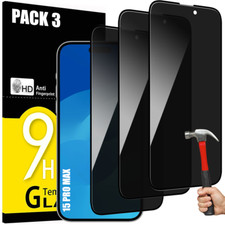 Verre Trempé pour iPhone Protection Anti Espion 17 16 Pro 16e 15 14 13 12 ProMax