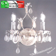 Applique classique 2 lumières blanc or lampe murale perles bain cuisine CORA
