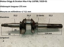 Briggs & Stratton Max 110788 / 0229 4Hp - Vilebrequin long. 275 mm ref. 492093