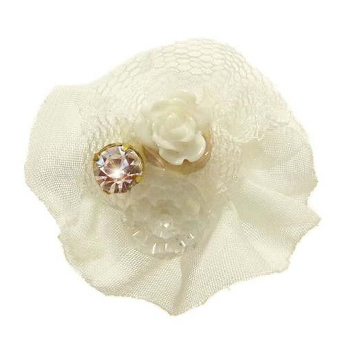Bague blanche fleur - blanche, tissu