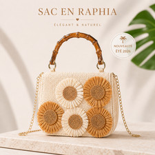 Sac Cabas Raphia Fleur Femme