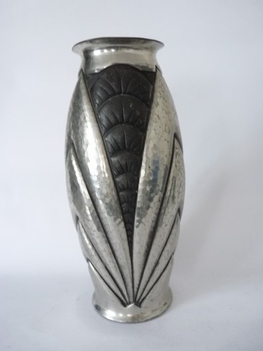 Vase dinanderie étain - vase, en
