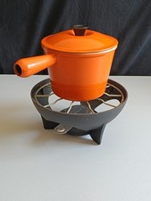 A2/?️VINTAGE LE CREUSET  APPAREIL A FONDUE EN FONTE  ORANGE TRES BON ETAT  ?️