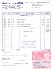 1973  FACTURE DISTILLERIE VANOT A RIOM 63 - M.PELLET A MARTIGUES