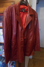 VESTE EN CUIR ROUGE FEMMET 52