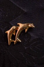 Broche Vintage Épinglette Or Dauphins Bijoux Fantaisie