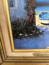 huile sur toile marine De Bertaux Marais 24/18 Cm Encadrée!