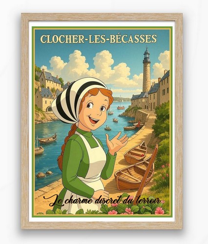 Affiche vintage clocher - 🎨, "clocher