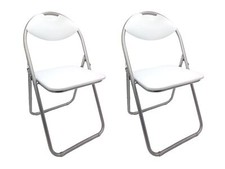 2x Métal Chaises Pliantes Blanc Gästestühle Clients de Visiteur Jardin