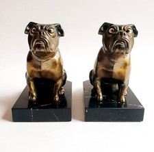 FRANJOU Hippolyte Moreau Serre-livres Sculpture Chien Bouledogue Signé Art Deco