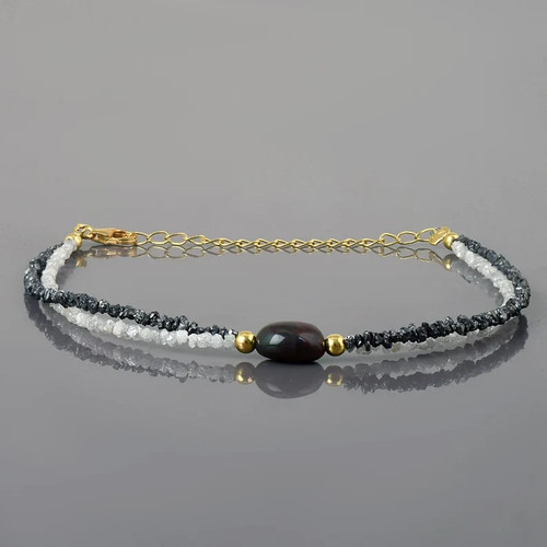 Bracelet perles diamant noir - perles,