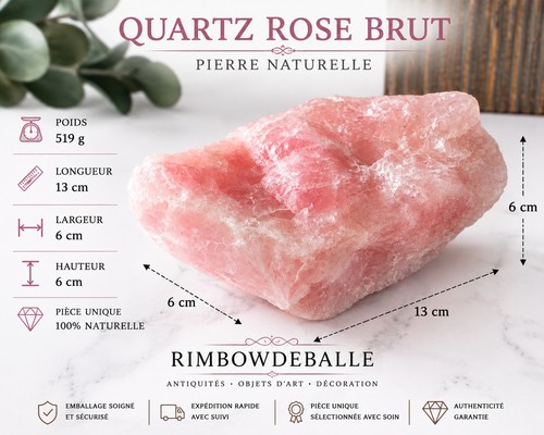 Quartz rose brut naturel - quartz,