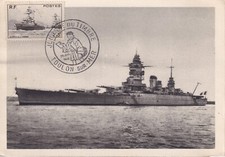 CARTE MAXIMUM CUIRASSE LE DUNKERQUE JOURNEE DU TIMBRE TOULON DU 29/06/1946