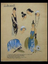 MODE ART DECO FRANÇAISE, ACCESSOIRES - ESTAMPE POCHOIR 1922 - IDÉES NOUVELLES