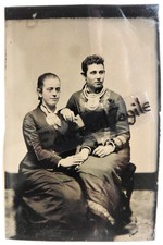 FERROTYPE photo 1/6 2  jeunes femmes collier H852