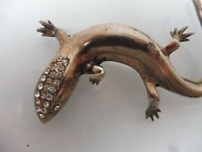 Belle Vieux Gr. Broche, Lézard (Salamandre) 925 Argent, Avec Pierres, 9cm