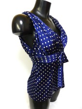 Etat NEUF, Elégant Haut GEORGES RECH, en SOIE, bleu, Taille 38
