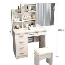 Coiffeuse Miroir Tabouret Station De Maquillage Chambre Enfant Blanc 21042 REB