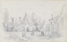 NOIROT ROANNE DESSIN Rue à Billy Prés Vichy 1911 ALLIER BOURBONNAIS AUVERGNE