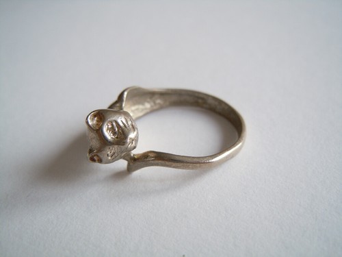 Ancien bague chat métal - ancien,