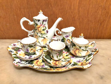 SERVICE CAFÉ THÉ MINIATURE Porcelaine anglaise Royal ENGLAND