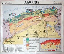 🌏 Ancienne carte scolaire Hachette 23, 1950 - Algérie, Maghreb, Afrique