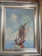 Marine sur panneau dans le style de André Salomon dit le tropézien.