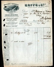 PARIS (XI°) OUTILS & PIECES détachées de MACHINES AGRICOLES "ROFFO" en 1917