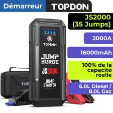 TOPDON JS2000 Démarreurs de Voiture 16000mAh 2000A Chargeur Booster Powerbank FR