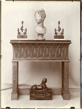 France, Paris, jardinière transformée en console, en bois doré  Vintage albumen 