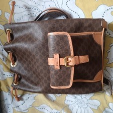 Authentique sac à main À Dos CELINE marron macadam  cuir #6...