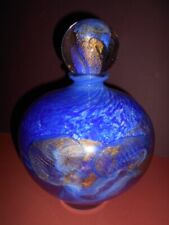 Vase en verre soufflé bleu et or J C Novaro année 2000 belle qualité