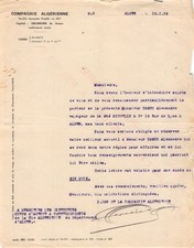 FACTURE  1934 COMPAGNIE ALGERIENNE A ALGER