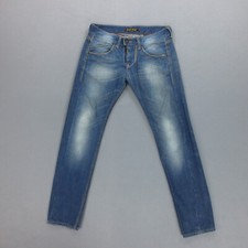 Jean Slim Takeshy Kurosawa Handmade in Italy Homme L Bleu Coton Boutons