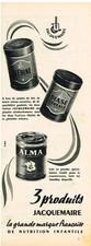 PUBLICITE ADVERTISING 1952   JACQUEMAIRE  BLEDINE DIASE ALMA lait en poudre bébé