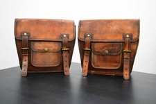 2 sacoches de selle moto 2 poches latérales pochette en cuir marron sacoches ...