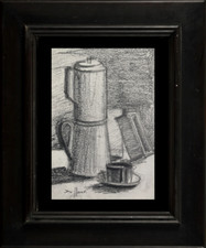 André DUFFOUR (1926-2016) SUPERBE NATURE MORTE A LA CAFETIERE VERS 1950 (369)