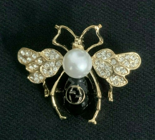 Broche insecte doré noir - , &
