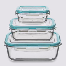Lot de 3 BOITE HERMETIQUE BOITE DE CONSERVATION  EN VERRE + COUVERCLE micro-onde