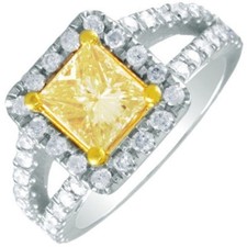 De Valeur Ancien 2.00 Cts Diamant Taille Princesse Déguisement Jaune 18K Wg