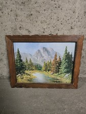 Tableau peinture à l'huile paysage montagne