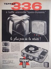 PUBLICITÉ PRESSE 1958 TEPPAZ 336 A BAFFLE ORIENTABLE SPATIO-DYNAMIC -ADVERTISING