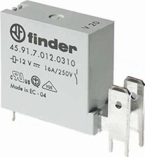 Relais PCB miniature Finder 45.91.7.012.0310 série 45 1S, 16A, bobine 12V DC,...