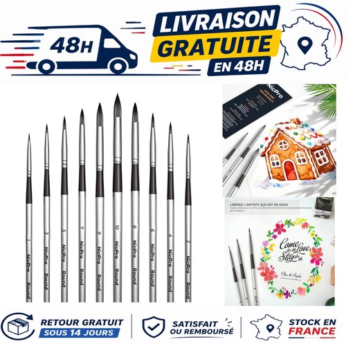 Pinceaux aquarelle nicpro - pinceaux,