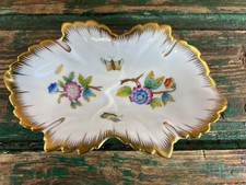 Coupelle Herend Hongrie porcelaine peinte main décor fleurs & papillons 14,5 cm