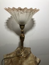 LAMPE PIED BRONZE TULIPE , H 35.5 cm