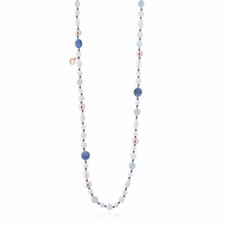 Neuf Blanche Collier Avec Perles, Agate Blanc, Cyanite, D'Eau Marine